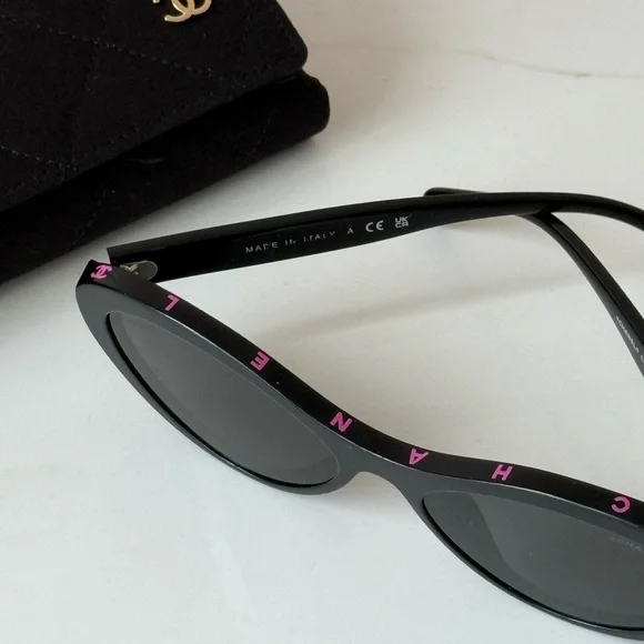 CHANEL Black and Pink Sunglasses - Picture 6 of 12